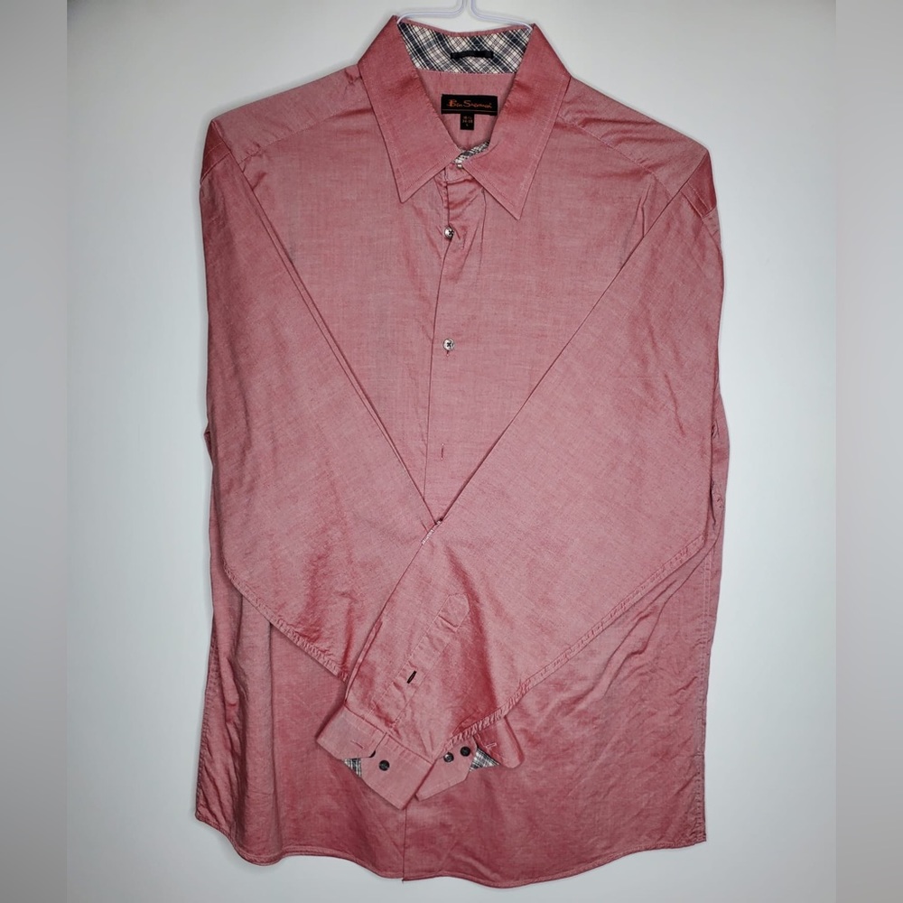 Ben Sherman Mens Red Dress Shirt Long Sleeve Button Down 16-1/2 34-35 Large